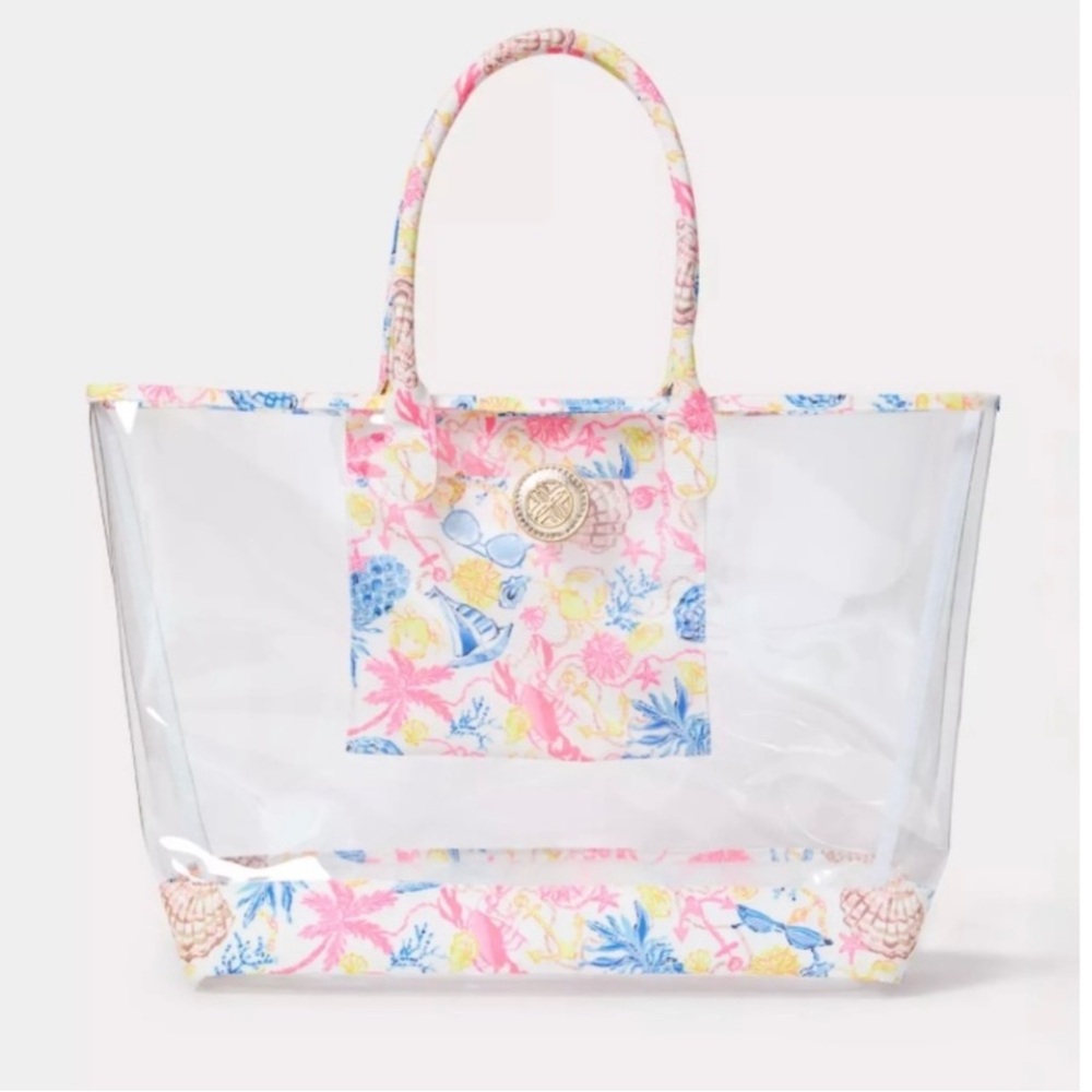 NEW Lilly Pulitzer Clear Oversized Beach Tote Bag Barefoot Beachcomber One Size